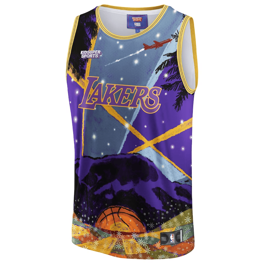Alternative view of Los Angeles Lakers NBA & KidSuper Studios Unisex Hometown Jersey - Purple - JS756 