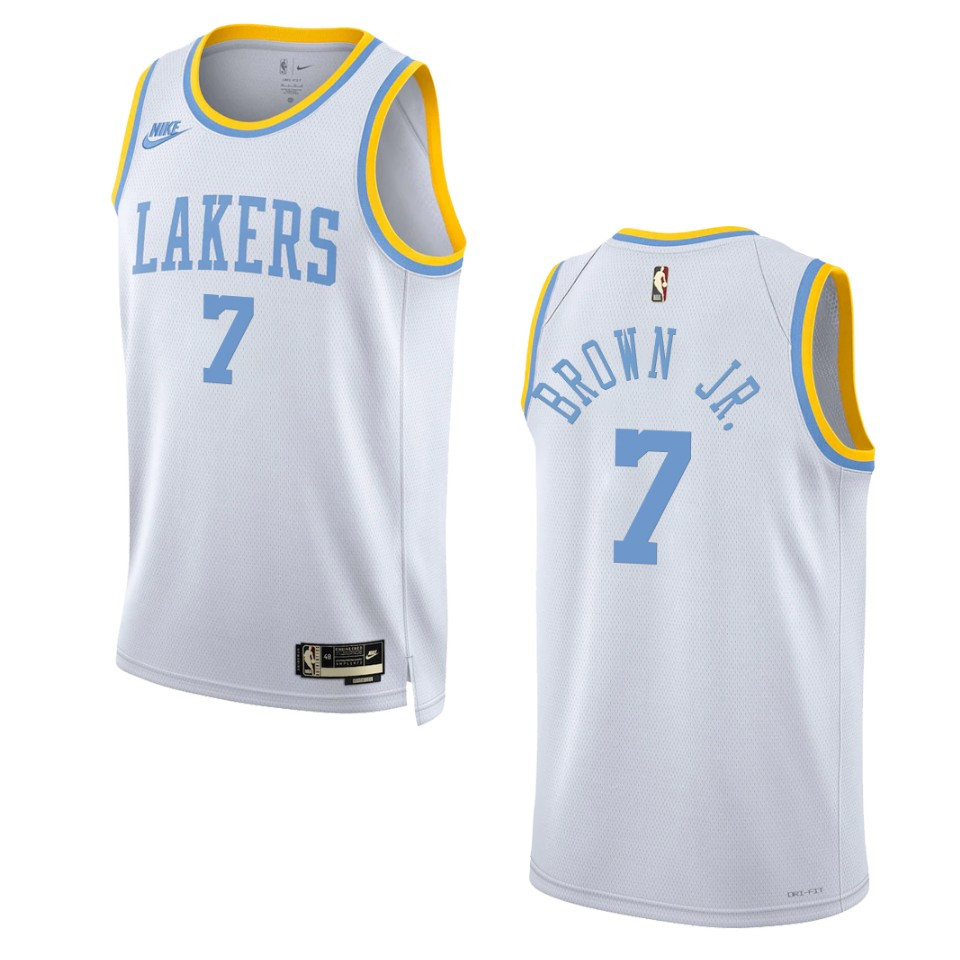 Los Angeles Lakers Troy Brown Jr. White 75 Anniversary 2022-23 Classic Edition Jersey