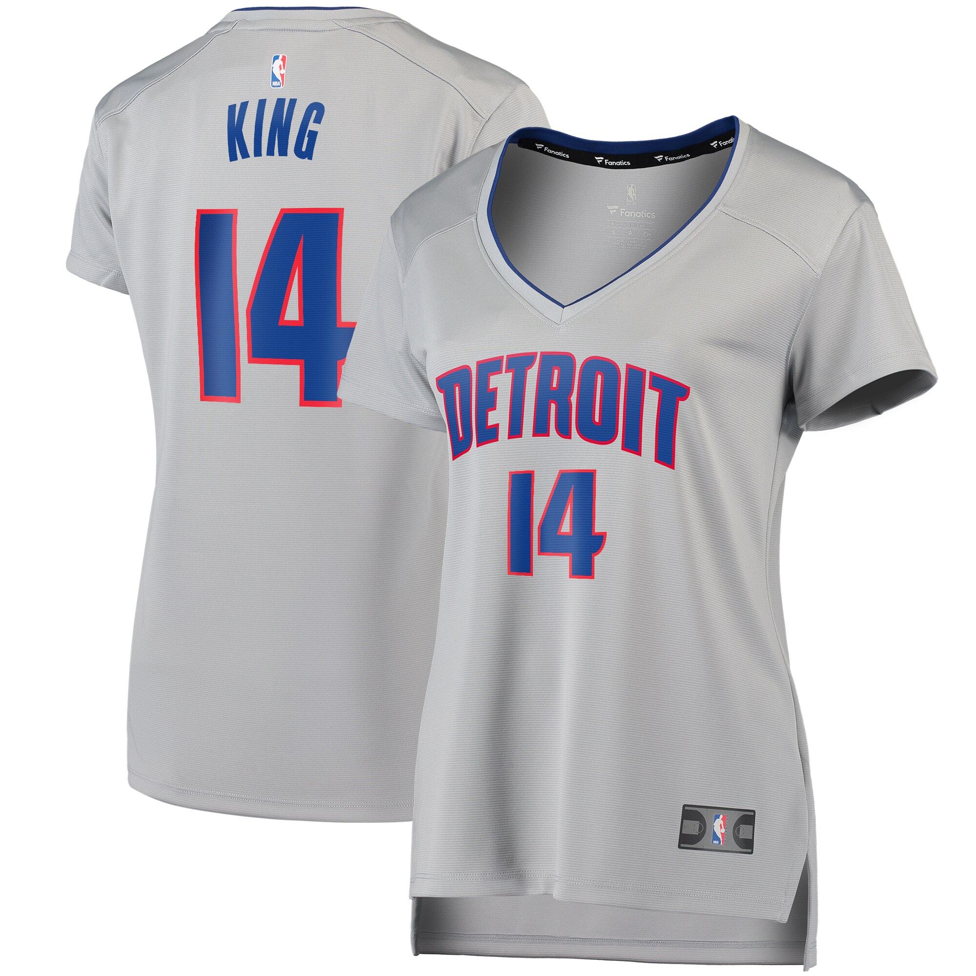 Alternative view of Louis King Detroit Pistons Fanatics Branded Women's Fast Break Replica Jersey Silver - Statement Edition