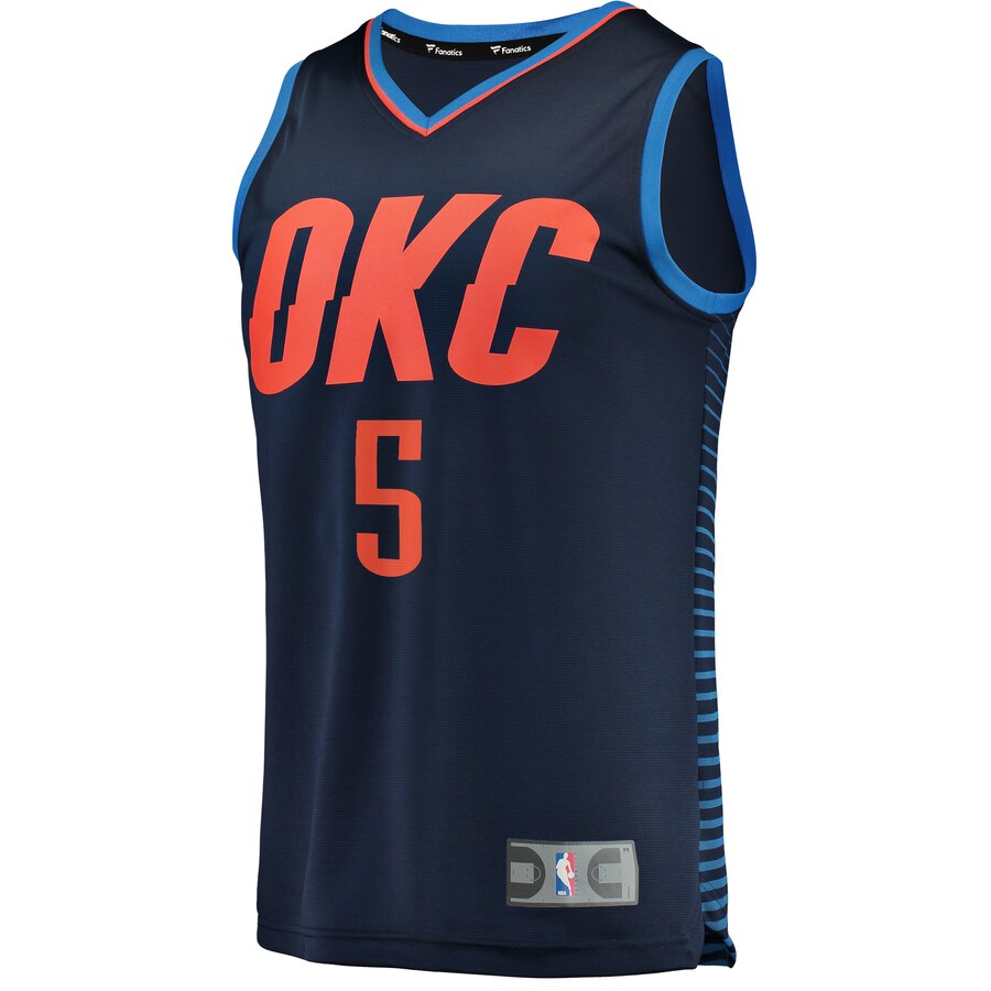 Alternative view of Luguentz Dort Oklahoma City Thunder Fanatics Branded Fast Break Player Jersey – Statement Edition – Navy