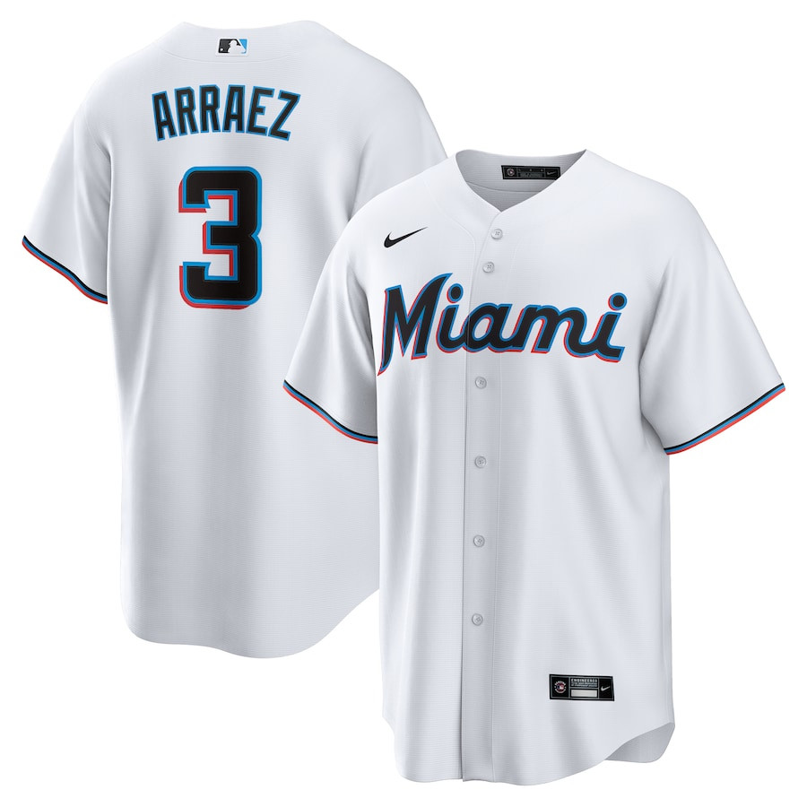 Luis Arraez 3 Miami Marlins Home Men Jersey - White 