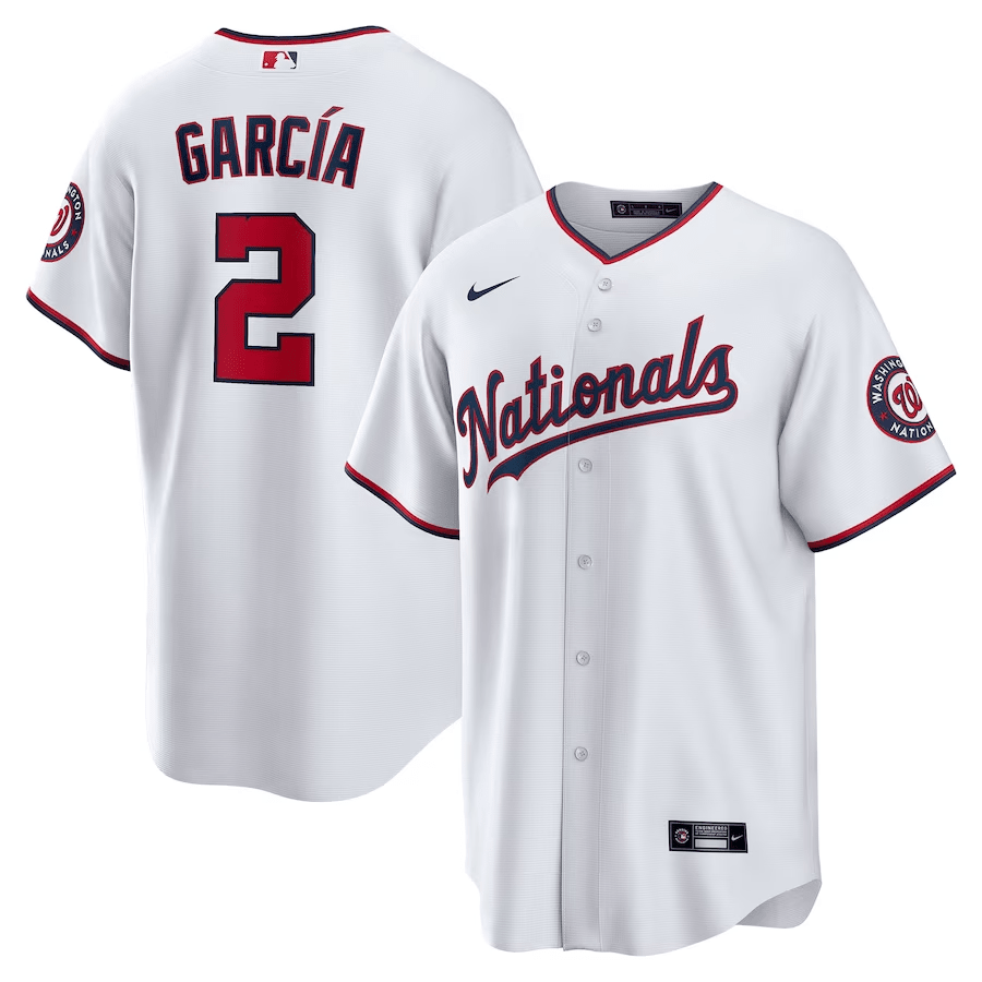 Luis García 2 Washington Nationals Home Men Jersey - White - JS565 