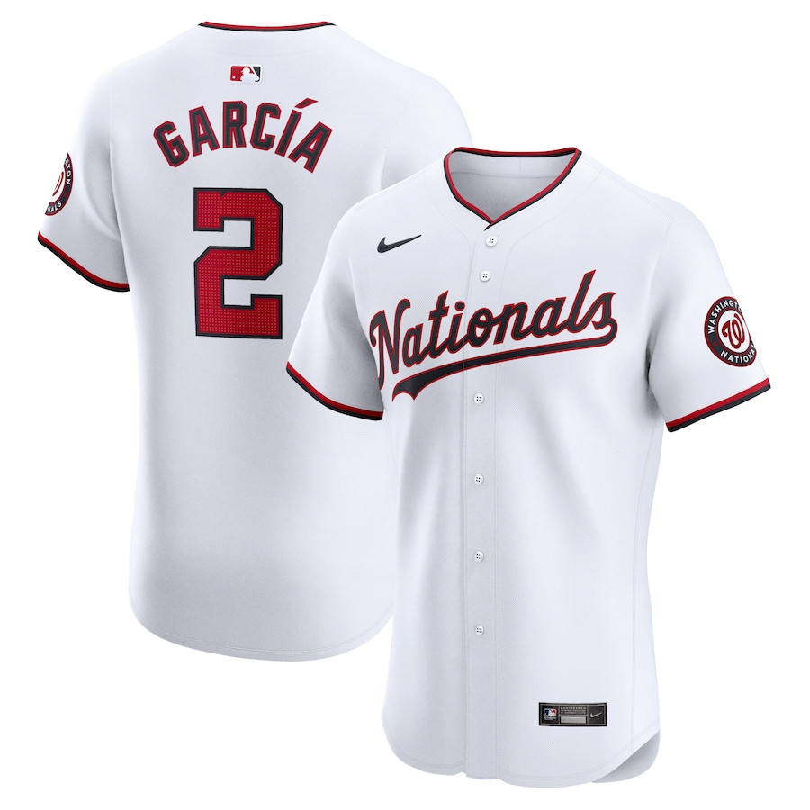 Luis Garcia 2 Washington Nationals Home Elite Player Men Jersey - White - JS969 