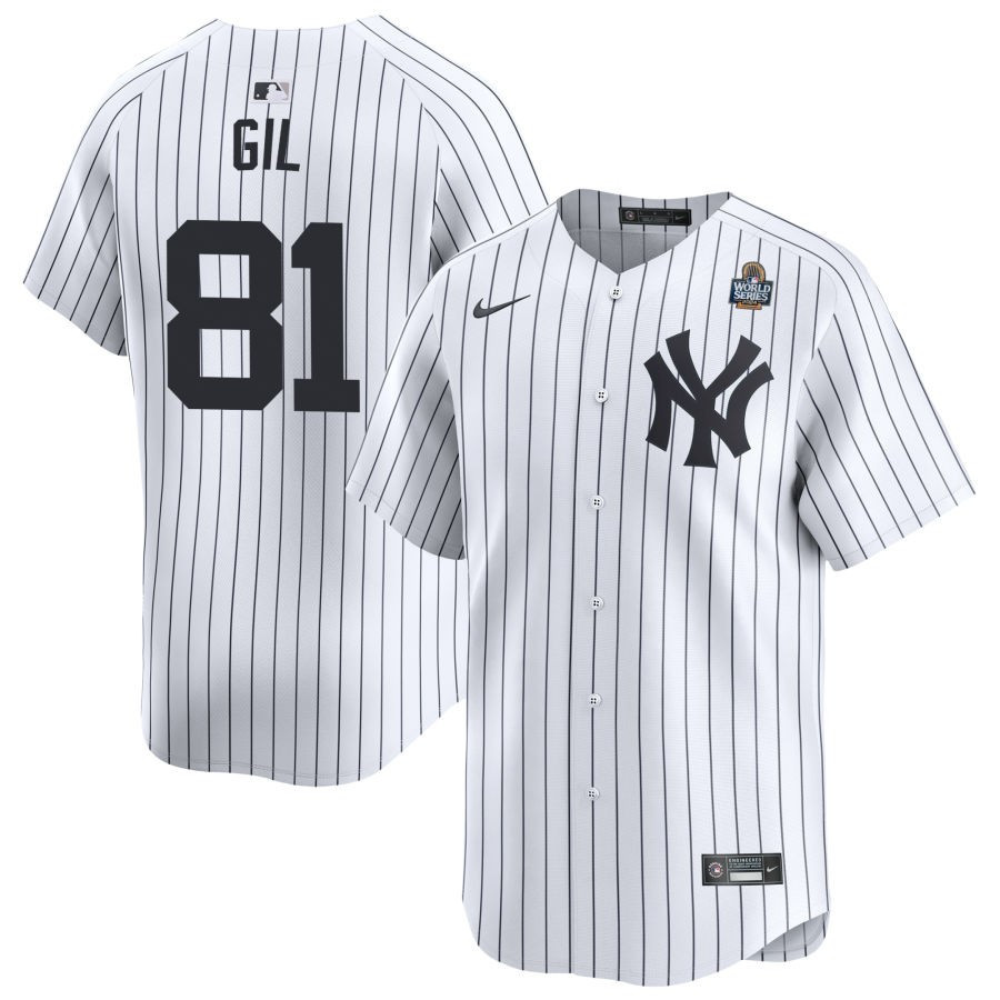 Luis Gil 81 New York Yankees 2024 World Series Home Limited Player Men Jersey - White 