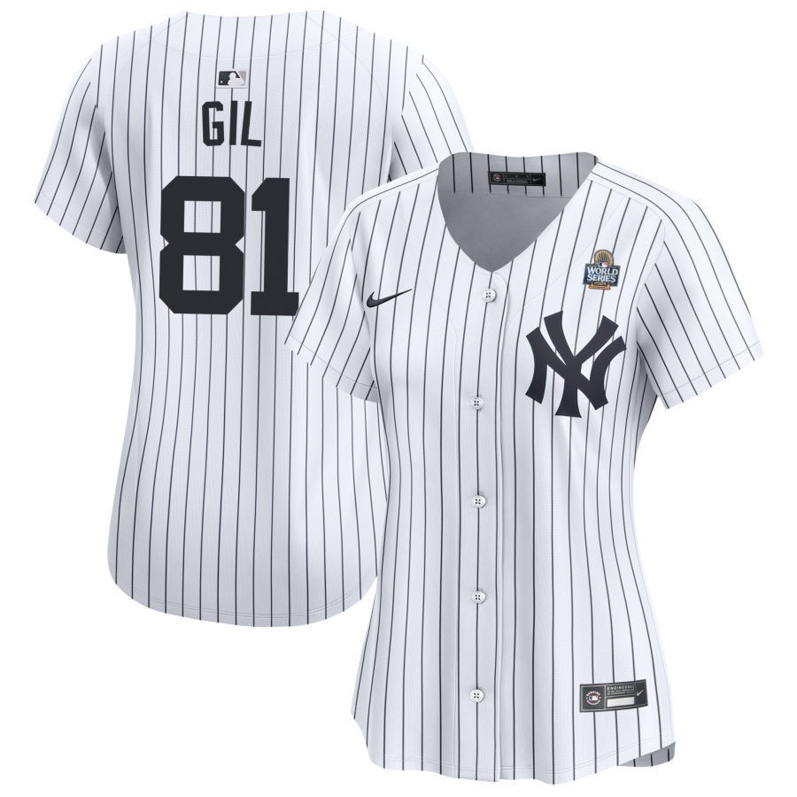 Luis Gil 81 New York Yankees Women's 2024 World Series Home Limited Jersey - White 