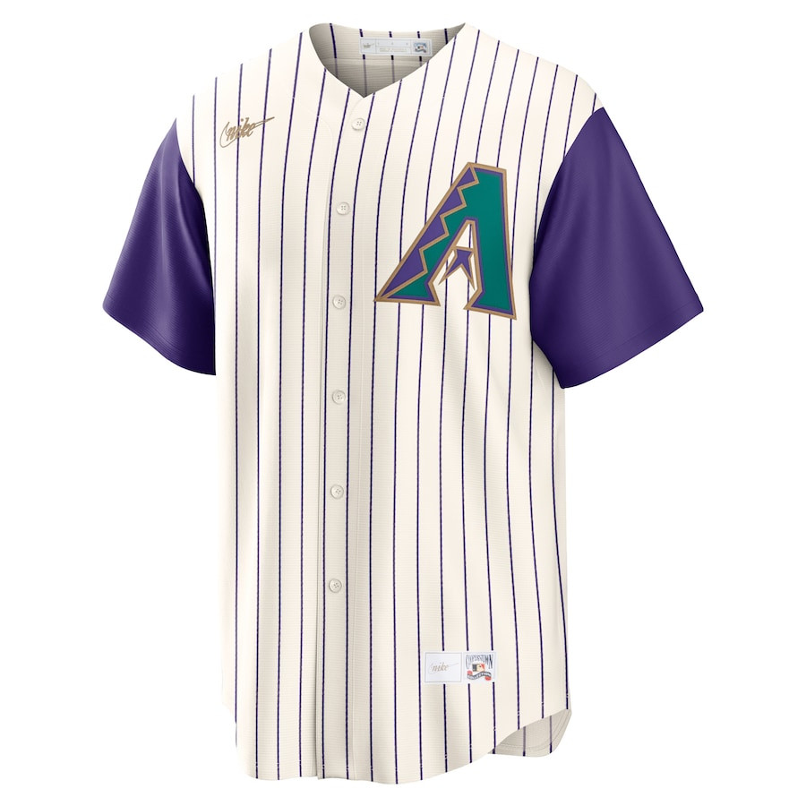 Alternative view of Luis Gonzalez 20 Arizona Diamondbacks Alternate Cooperstown Collection Men Jersey - Cream/Purple