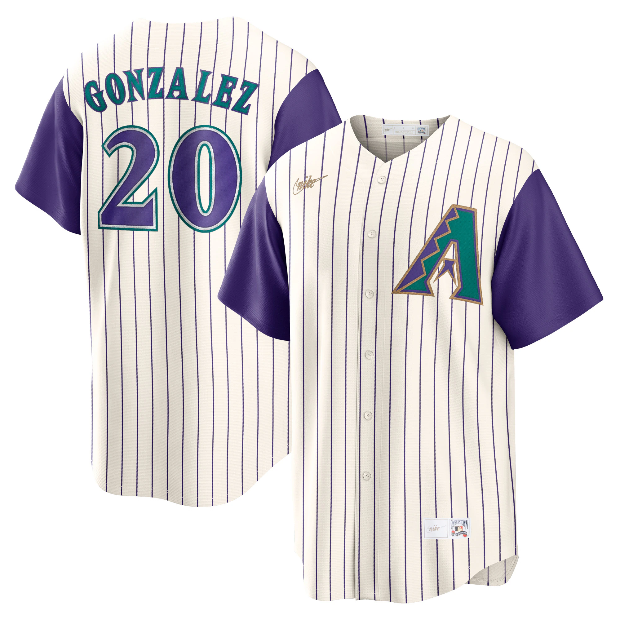 Luis Gonzalez Arizona Diamondbacks Alternate Cooperstown Collection Player Jersey – Cream/purple