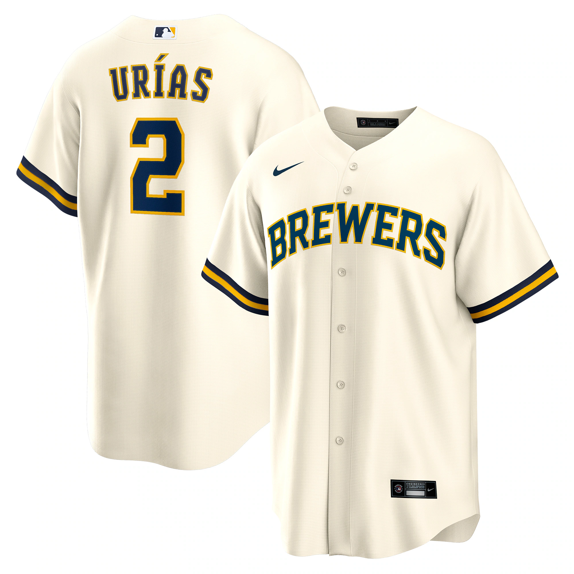 Luis UrÃƒÆ’Ã‚Â­as Milwaukee Brewers Home Replica Player Jersey - Cream