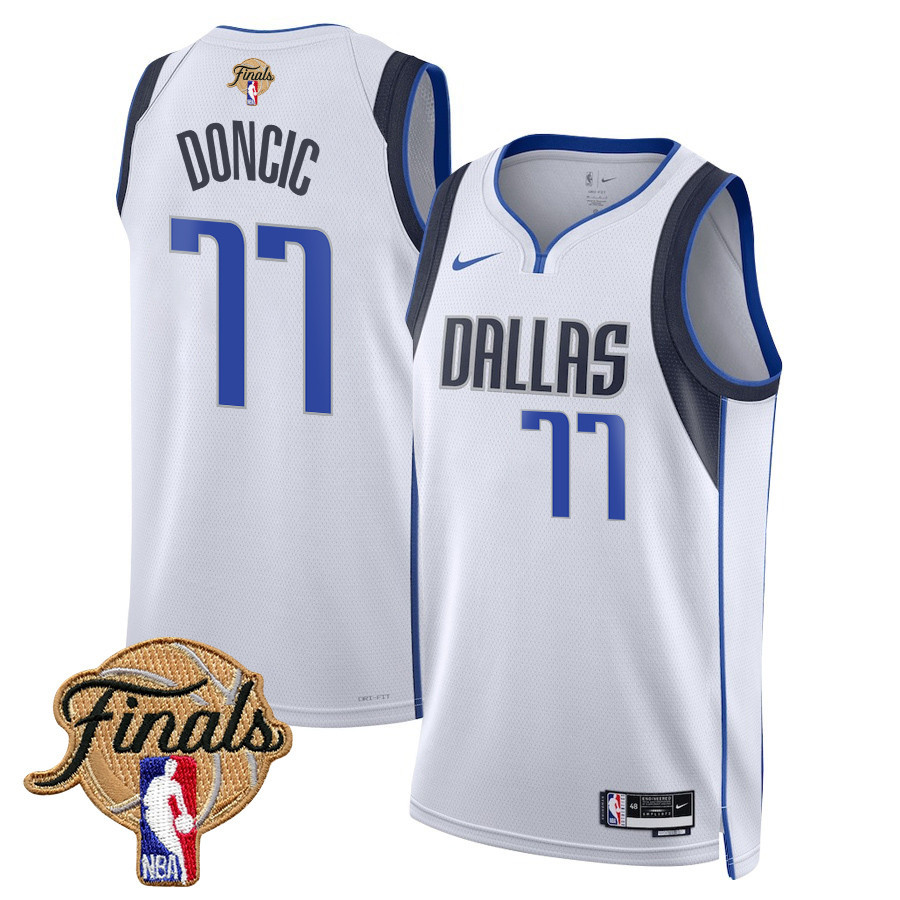 Luka Doncic 77 Dallas Mavericks 2024 FINALS PATCH Swingman Jersey - Association Edition - White - JS197 