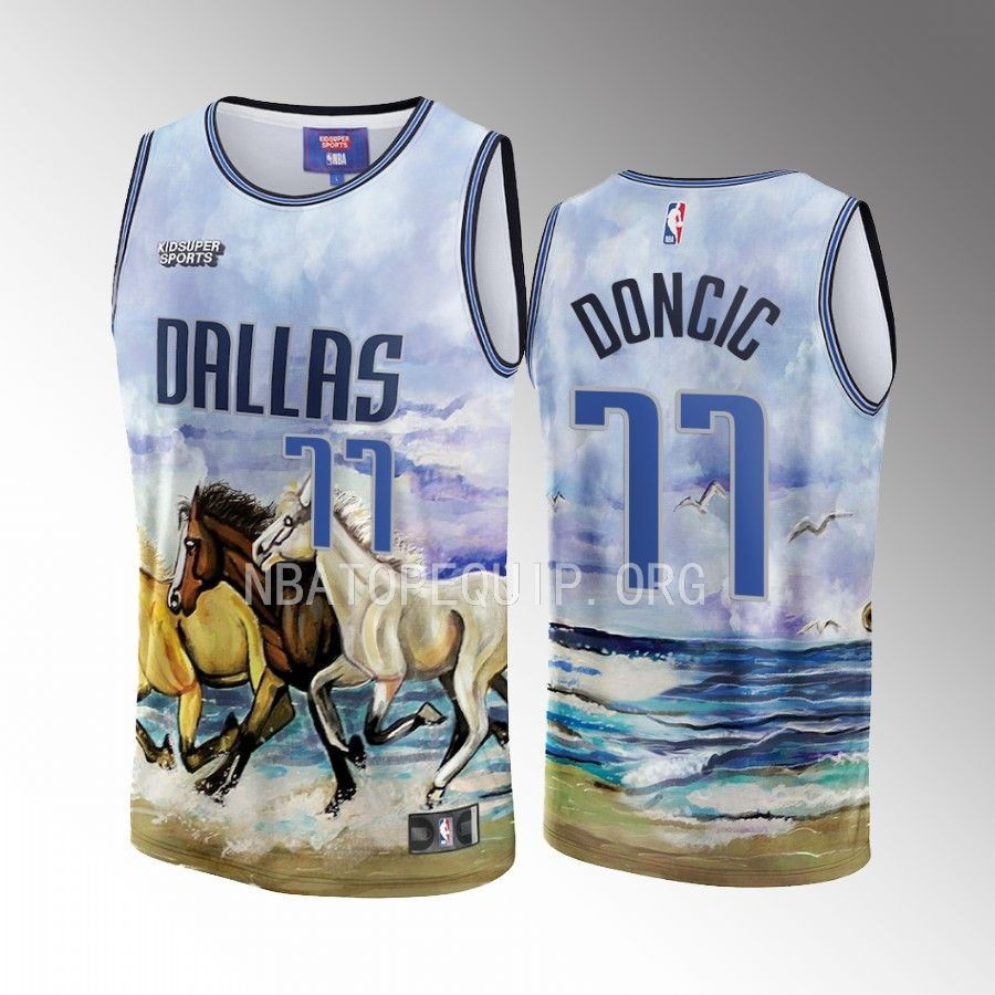 Luka Doncic 77 Dallas Mavericks NBA & KidSuper Studios Unisex Hometown Jersey - JS128 