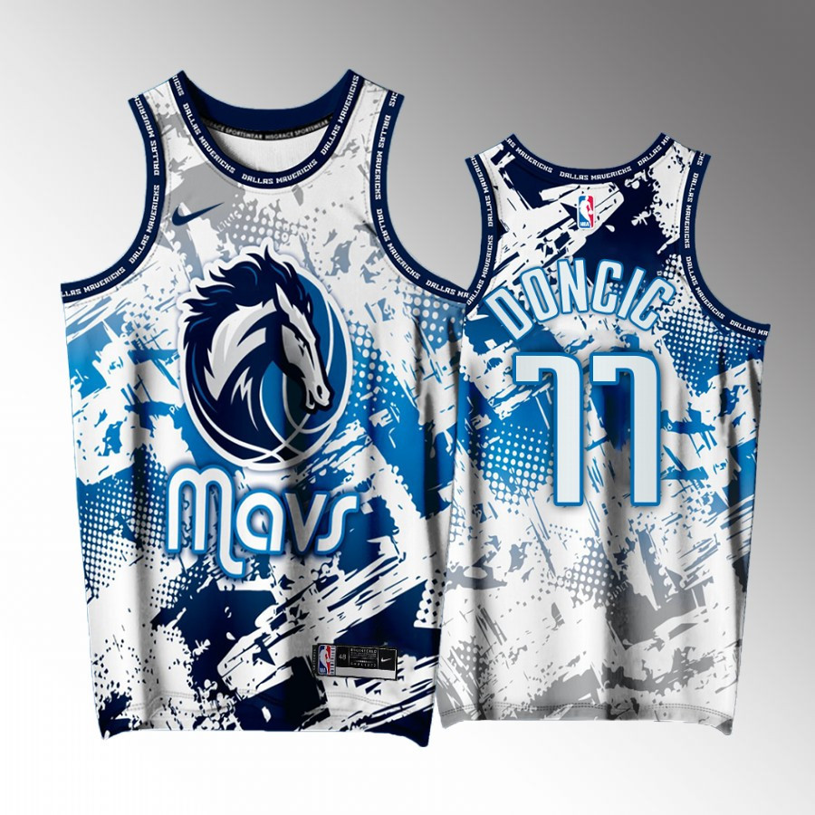 Luka Doncic 77 Dallas Mavericks White Printing Men Jersey Splash City Exclusive Edition - JS115 