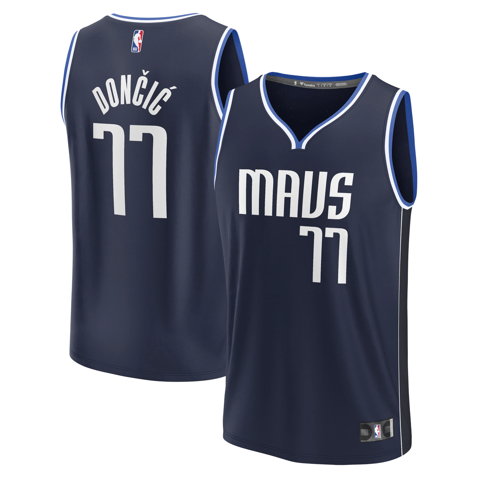 Alternative view of Luka Doncic Dallas Mavericks Fanatics Branded Fast Break Replica Player Jersey - Statement Edition - Navy