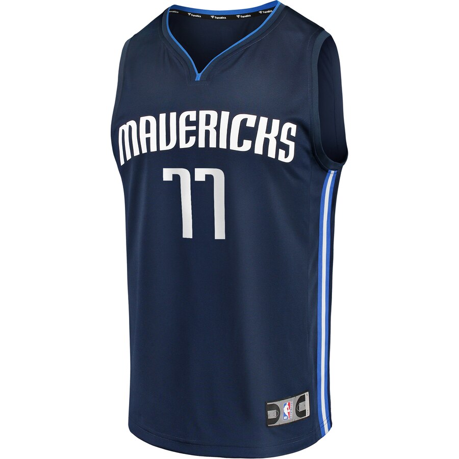 Alternative view of Luka Doncic Dallas Mavericks Fanatics Branded Fast Break Team Replica Jersey Navy - Statement Edition