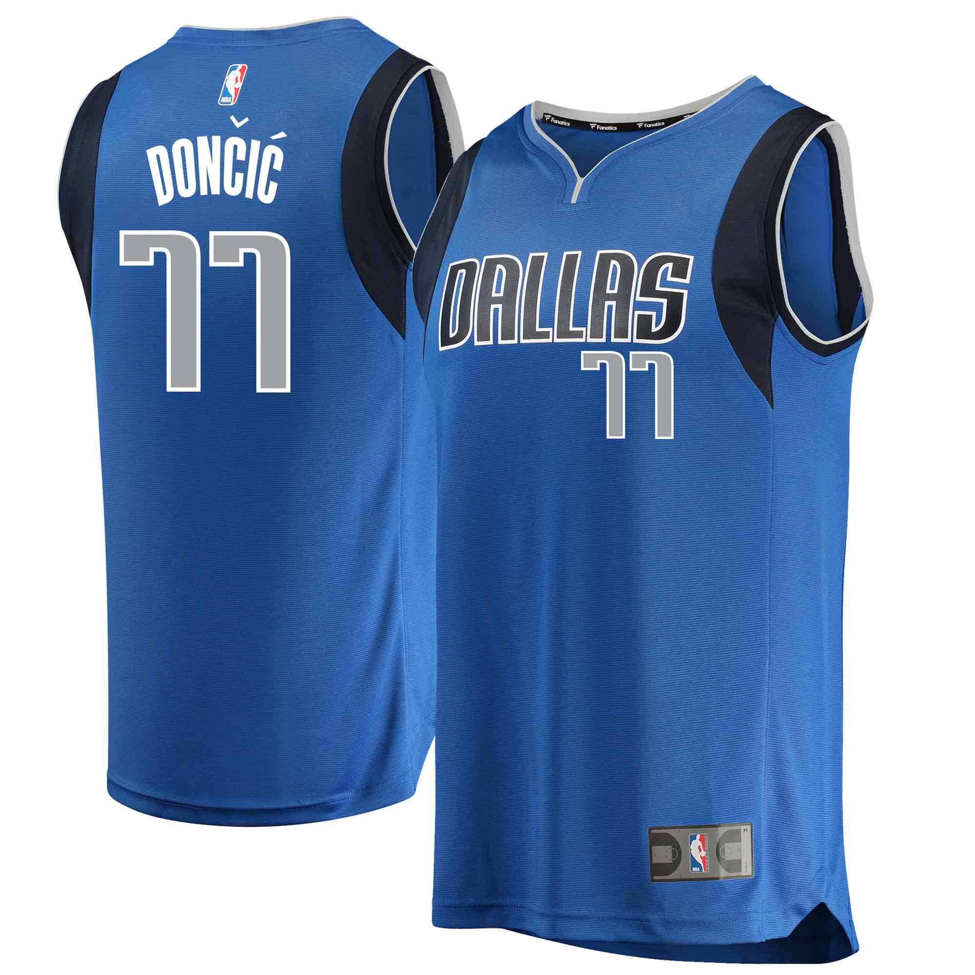 Alternative view of Luka Doncic Dallas Mavericks Fanatics Branded Replica Fast Break Jersey Blue - Icon Edition