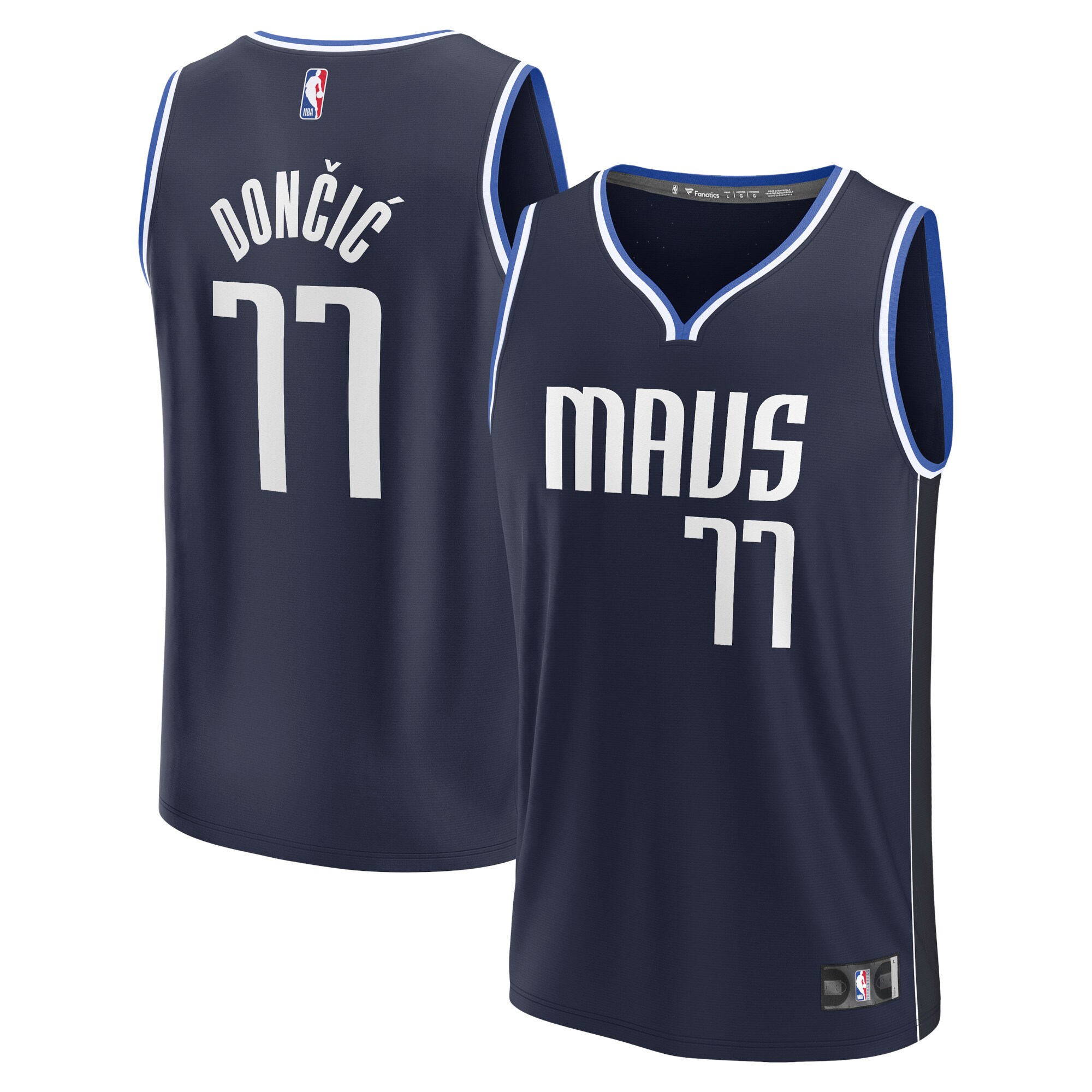 Alternative view of Luka Doncic Dallas Mavericks Fanatics Branded Youth Fast Break Player Jersey - Statement Edition - Navy