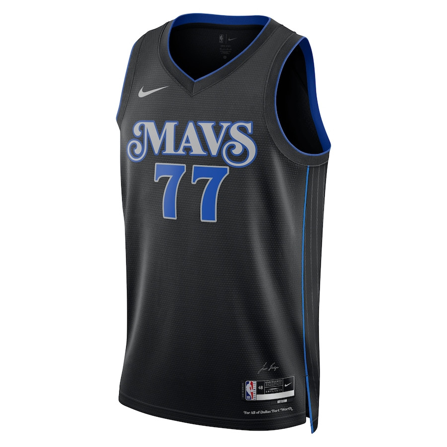 Alternative view of Luka DonÄiÄ‡ 77 Dallas Mavericks 2023/24 City Edition Swingman Jersey - Black - JS960 