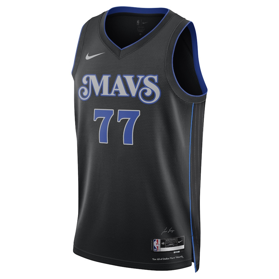 Alternative view of Luka DonÄiÄ‡ 77 Dallas Mavericks 2023/24 Swingman Jersey - City Edition - Unisex Black - JS280 