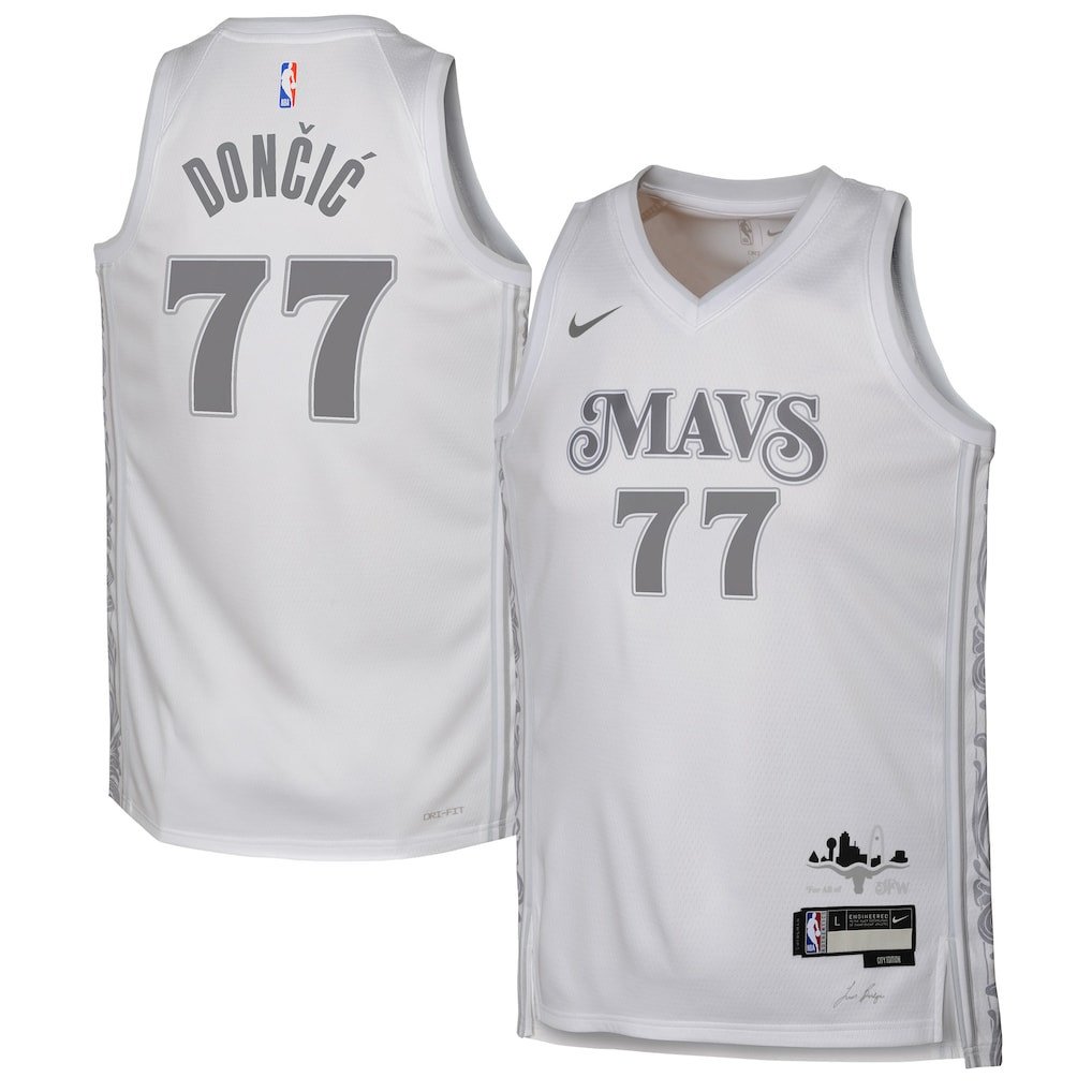 Luka DonÄiÄ‡ 77 Dallas Mavericks 2024/25 Swingman Player YOUTH Jersey - City Edition - White - JS605 