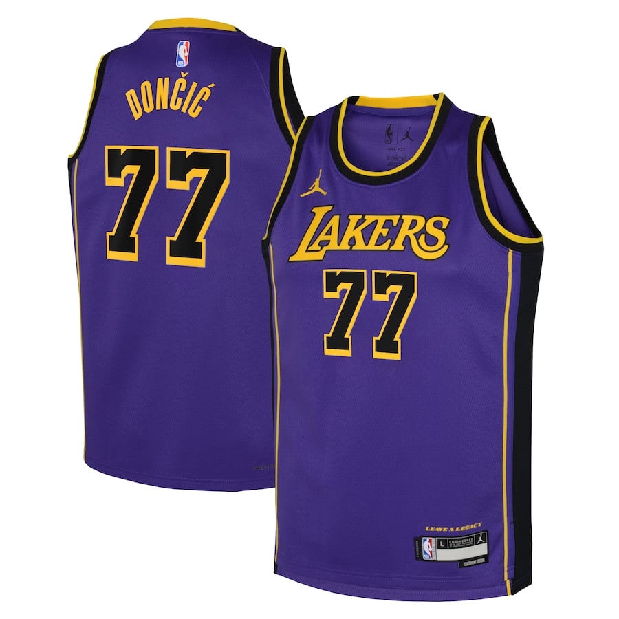 Luka DonÄiÄ‡ 77 Los Angeles Lakers YOUTH 2024/25 Swingman Player Jersey - Statement Edition - Purple - JS803 