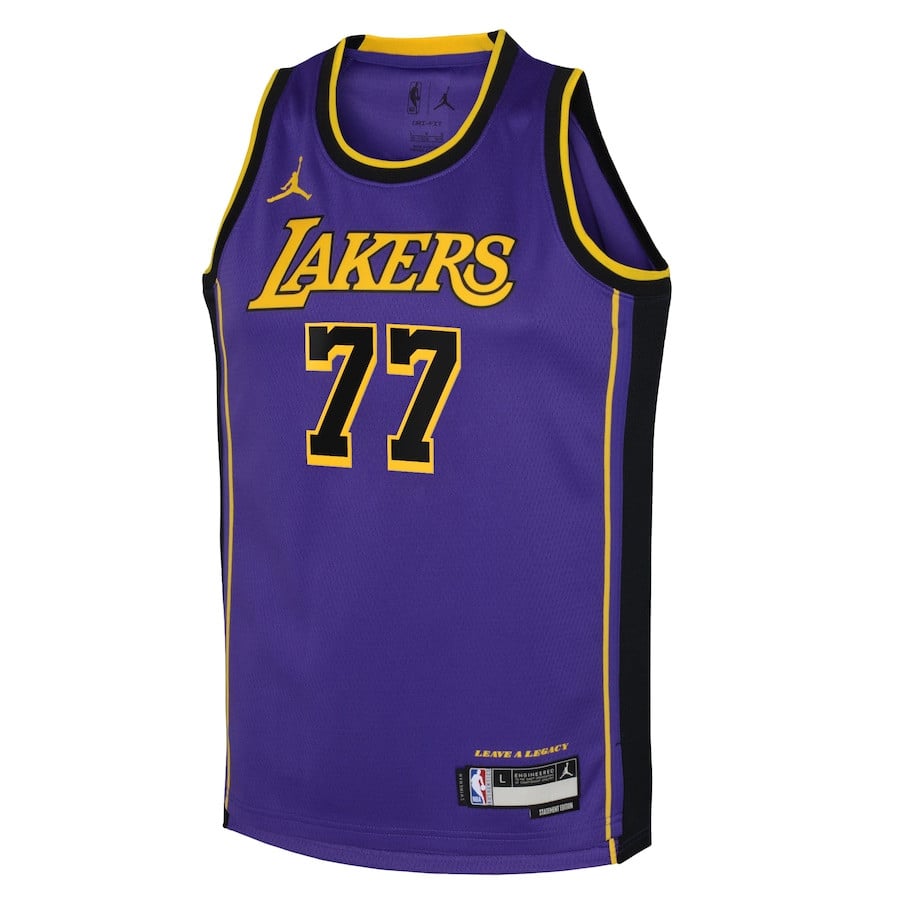 Alternative view of Luka DonÄiÄ‡ 77 Los Angeles Lakers YOUTH 2024/25 Swingman Player Jersey - Statement Edition - Purple - JS803 