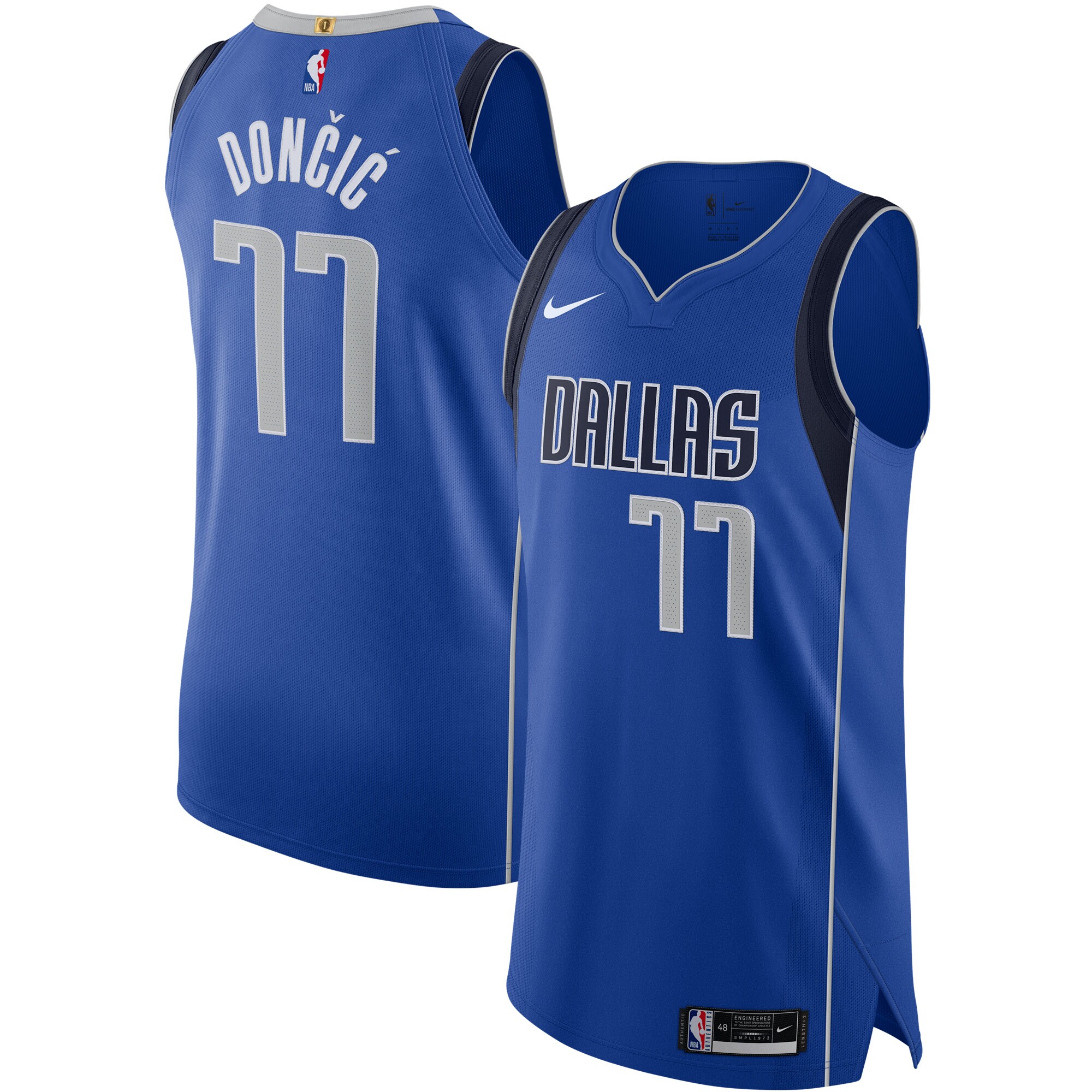 Luka DonÃƒâ€žÃ‚ÂiÃƒâ€žÃ¢â‚¬Â¡ Dallas Mavericks Authentic Jersey - Icon Edition - Blue