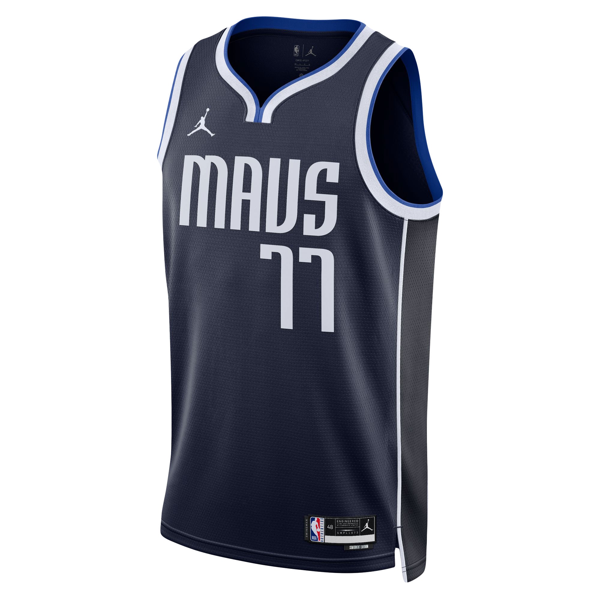 Alternative view of Luka DonÃƒâ€žÃ‚ÂiÃƒâ€žÃ¢â‚¬Â¡ Dallas Mavericks Jordan Brand Unisex Swingman Jersey - Statement Edition - Navy