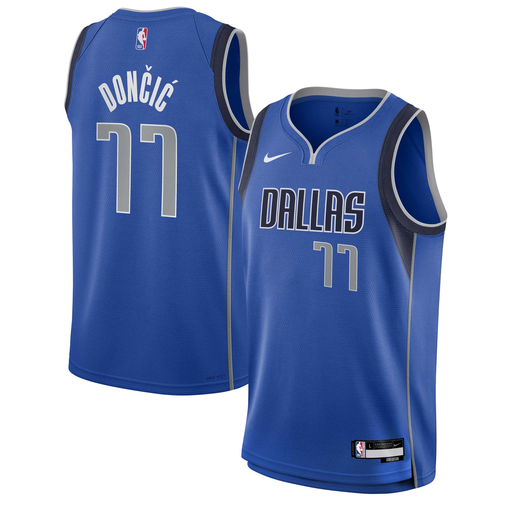 Luka DonÃƒâ€žÃ‚ÂiÃƒâ€žÃ¢â‚¬Â¡ Dallas Mavericks Youth Swingman Jersey - Icon Edition - Blue