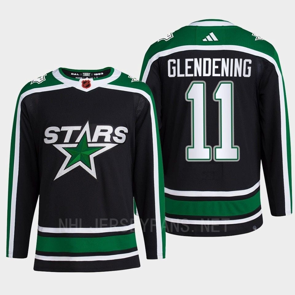Luke Glendening 11 Reverse Retro 2.0 2022 Dallas Stars Black Jersey Pro Primegreen - JS991 