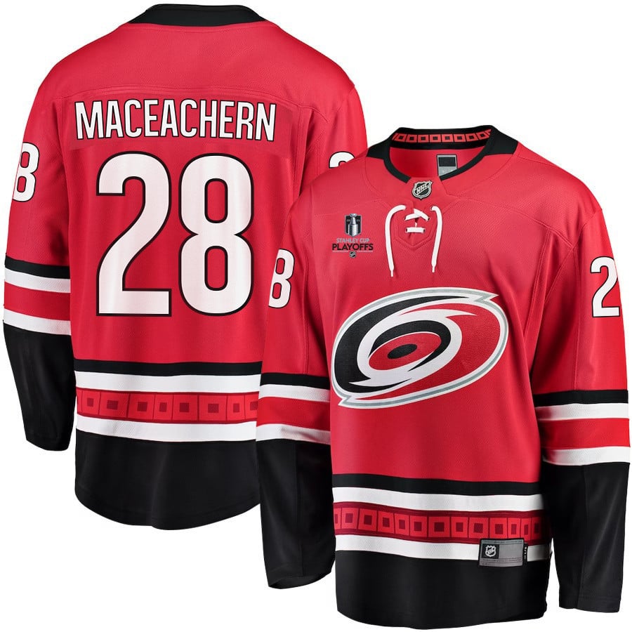 MacKenzie MacEachern 28 Carolina Hurricanes Stanley Cup 2023 Playoffs Patch Home Breakaway Men Jersey - Red - JS338 