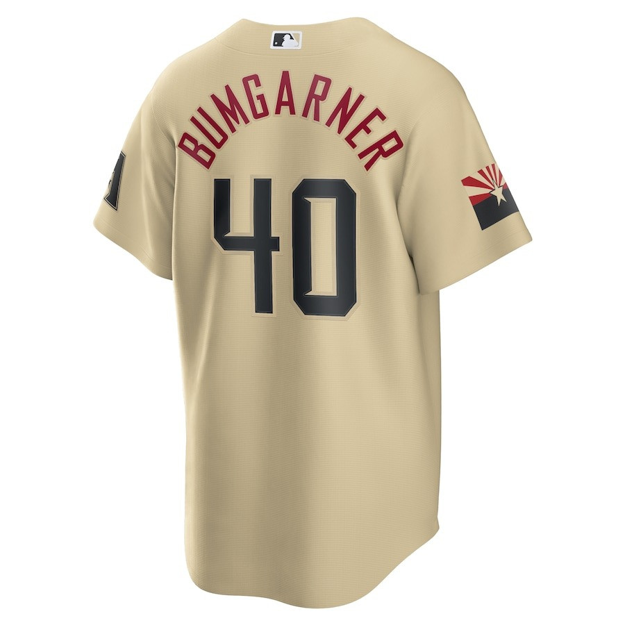 Alternative view of Madison Bumgarner 40 Arizona Diamondbacks City Connect Men Jersey - Sand