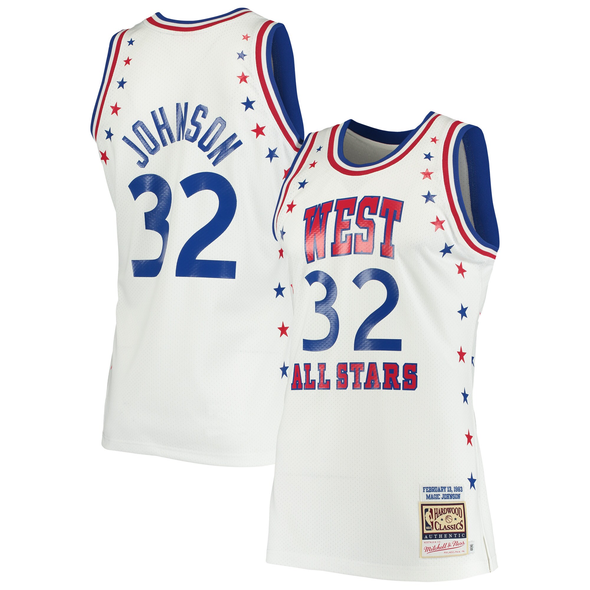 Alternative view of Magic Johnson Los Angeles Lakers Mitchell & Ness 1983 Nba All-star Game Hardwood Classics Authentic Jersey - White