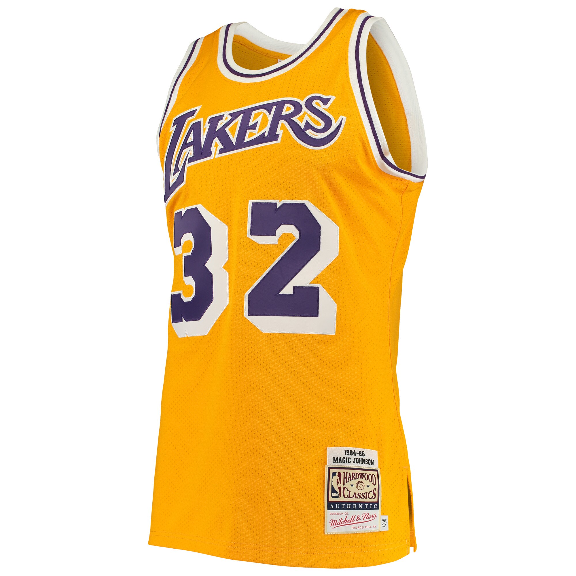 Alternative view of Magic Johnson Los Angeles Lakers Mitchell & Ness 1984/85 Hardwood Classics Authentic Jersey - Gold