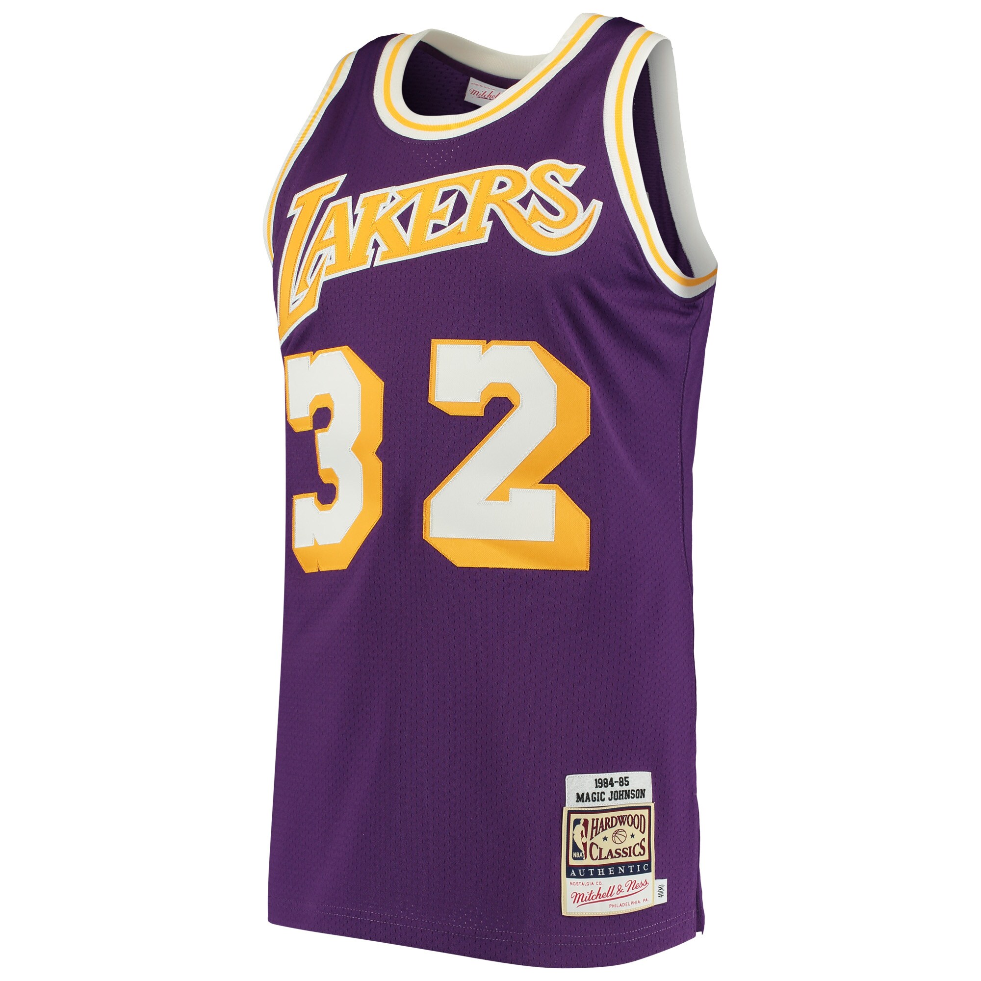 Alternative view of Magic Johnson Los Angeles Lakers Mitchell & Ness 1984/85 Hardwood Classics Authentic Jersey - Purple
