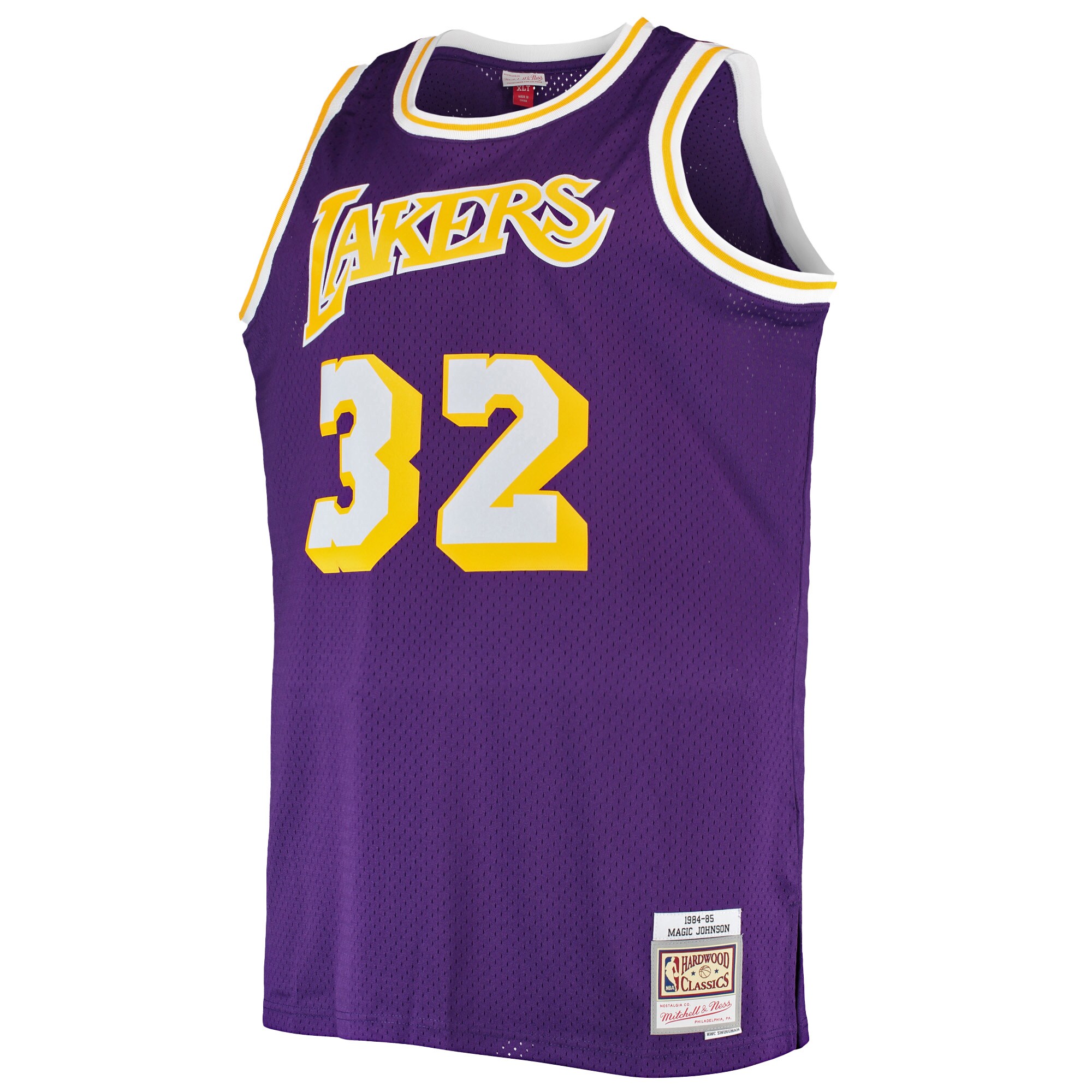 Alternative view of Magic Johnson Los Angeles Lakers Mitchell & Ness Big & Tall 1984/85 Hardwood Classics Swingman Jersey - Purple