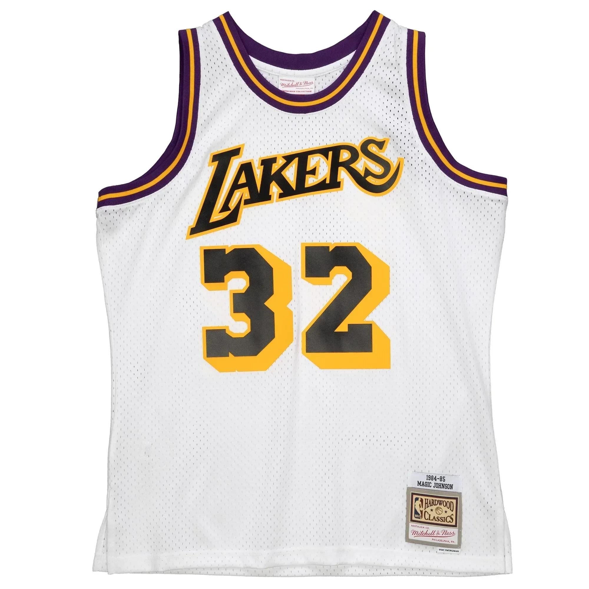 Alternative view of Magic Johnson Los Angeles Lakers Mitchell & Ness 1984-85 Hardwood Classics Reload 2.0 Swingman Jersey - White - JS474 