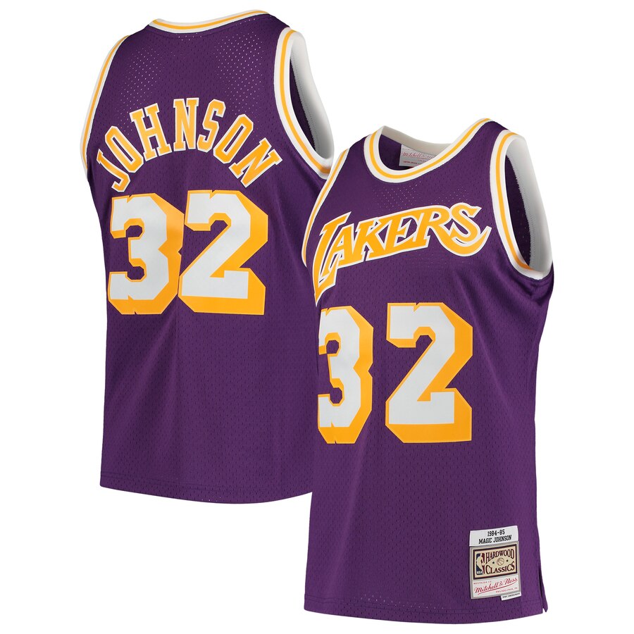 Magic Johnson Los Angeles Lakers Mitchell & Ness 1984-85 Hardwood Classics Swingman Player Jersey – Purple