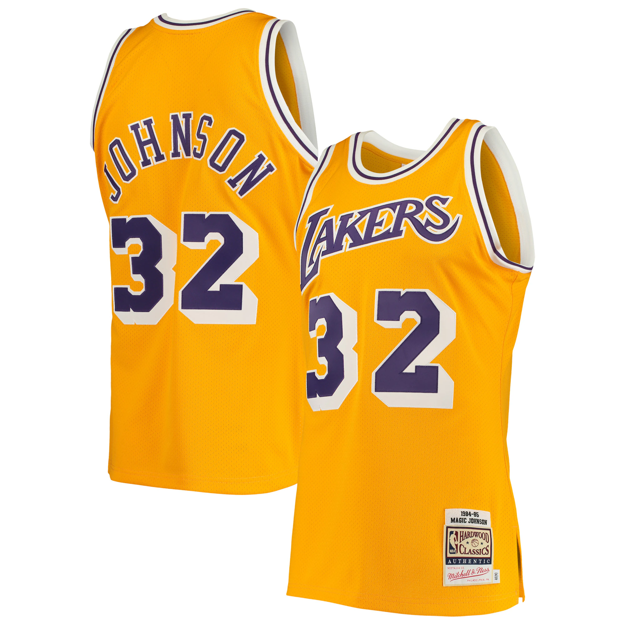 Alternative view of Magic Johnson Los Angeles Lakers Mitchell & Ness 1984/85 Hardwood Classics Authentic Jersey - Gold