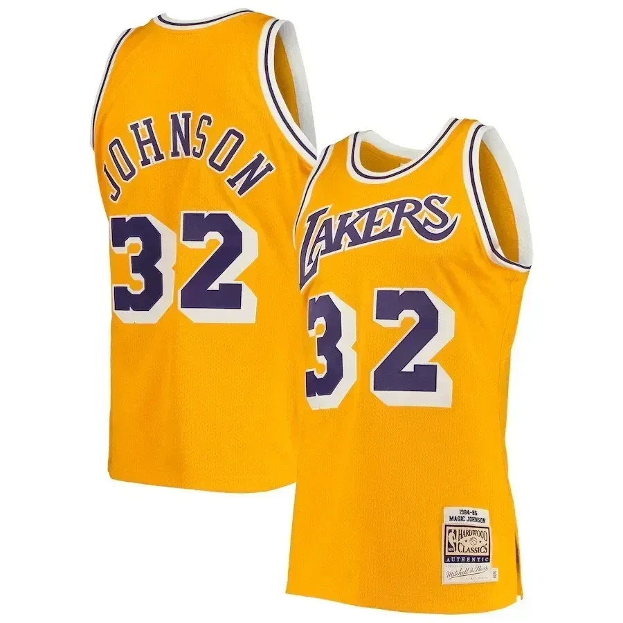 Magic Johnson Los Angeles Lakers Mitchell & Ness 1984/85 Hardwood Classics Jersey - Gold - JS813 