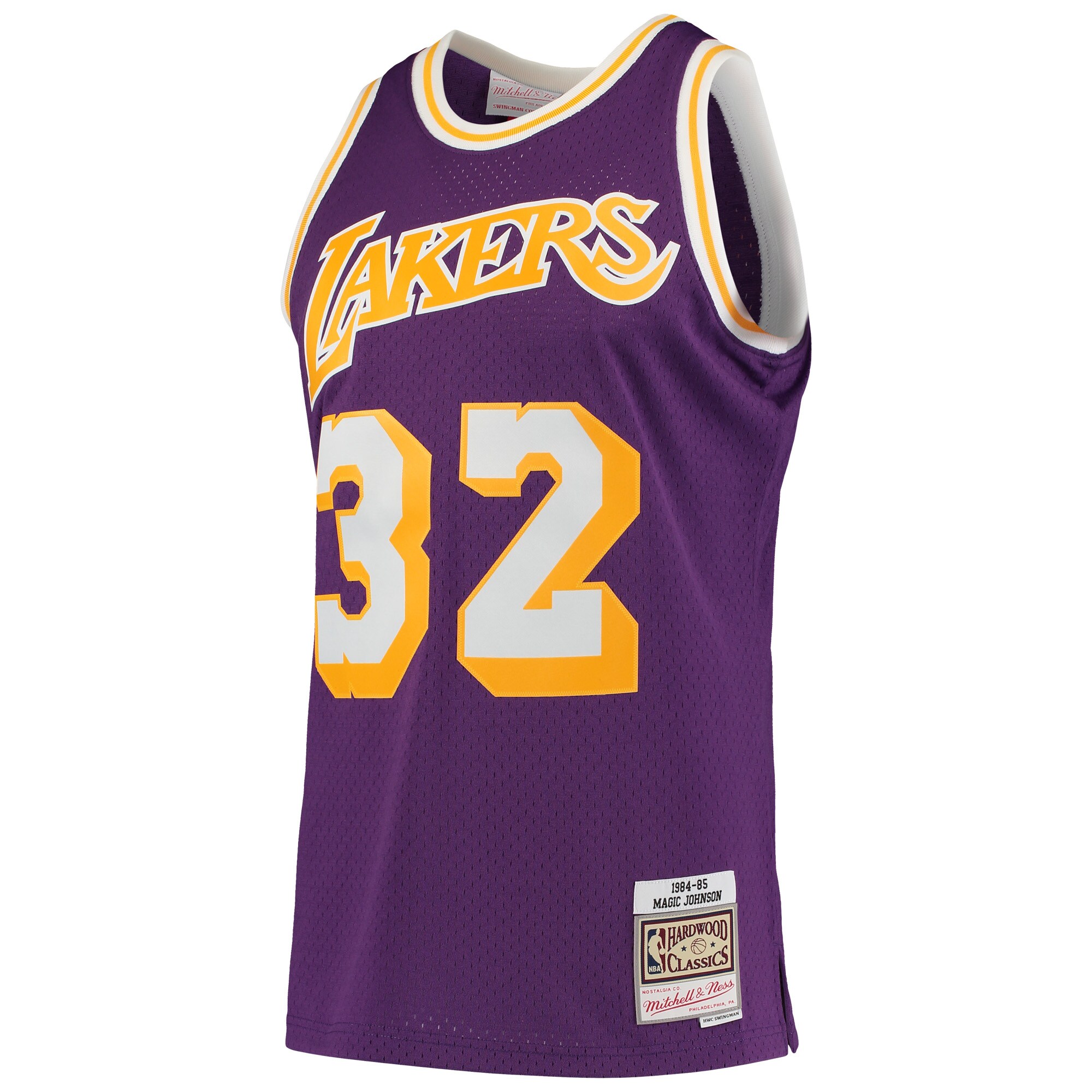 Alternative view of Magic Johnson Los Angeles Lakers Mitchell & Ness 1984/85 Hardwood Classics Swingman Jersey - Purple