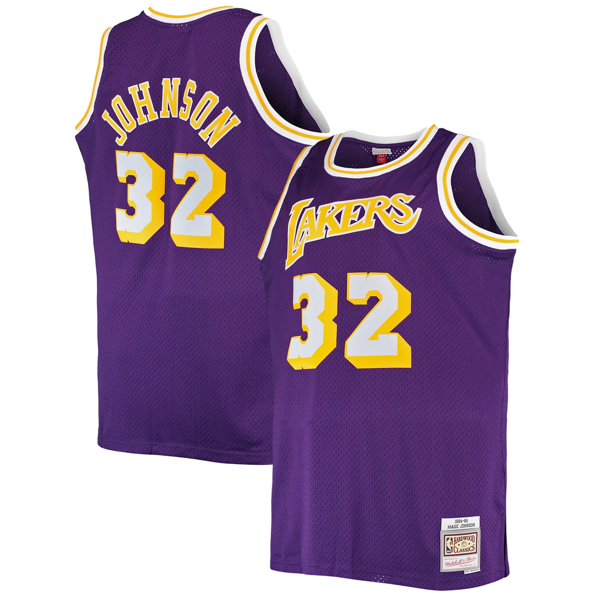 Alternative view of Magic Johnson Los Angeles Lakers Mitchell & Ness Big & Tall 1984/85 Hardwood Classics Swingman Jersey - Purple