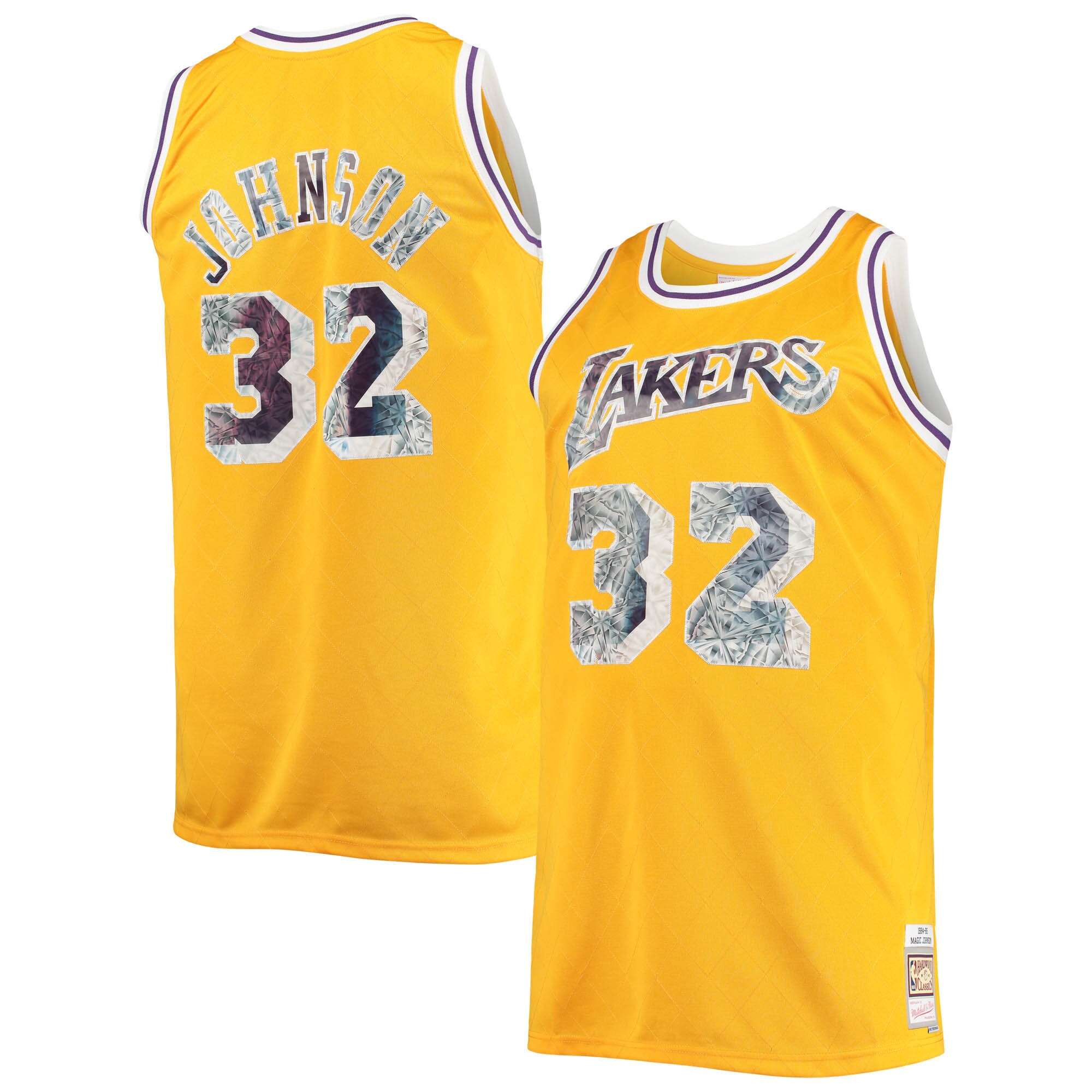 Alternative view of Magic Johnson Los Angeles Lakers Mitchell & Ness Big & Tall 1984/85 Nba 75th Anniversary Diamond Swingman Jersey - Gold