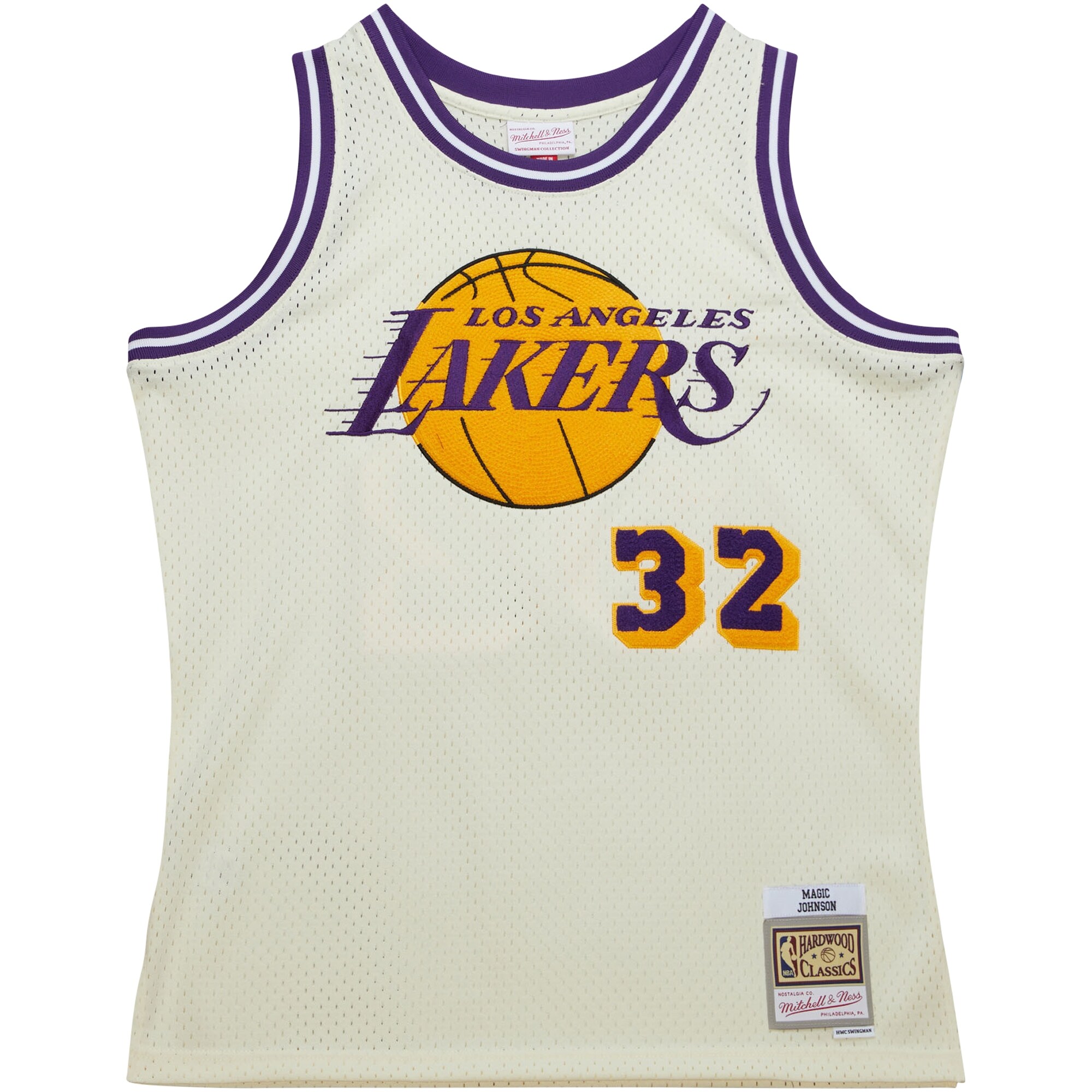 Alternative view of Magic Johnson Los Angeles Lakers Mitchell & Ness Chainstitch Swingman Jersey - Cream