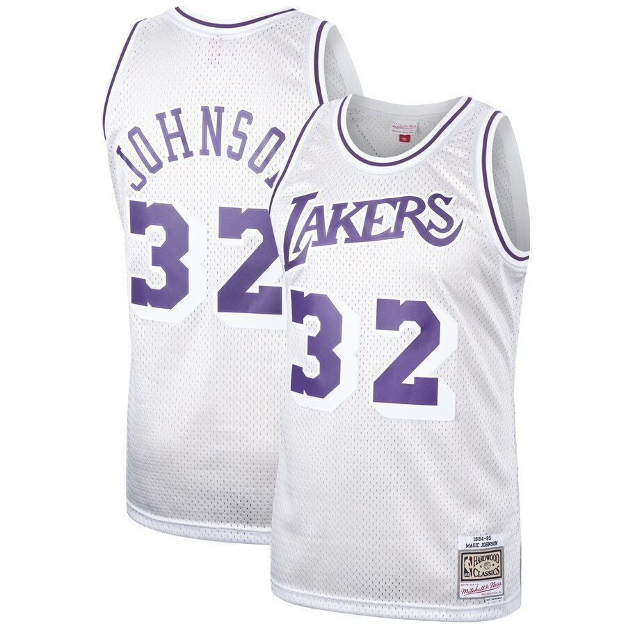 Magic Johnson Los Angeles Lakers Mitchell & Ness Hardwood Classics Platinum Swingman Jersey - JS319 