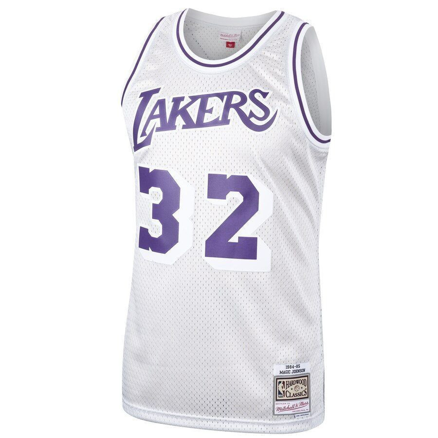 Alternative view of Magic Johnson Los Angeles Lakers Mitchell & Ness Hardwood Classics Platinum Swingman Jersey - JS319 