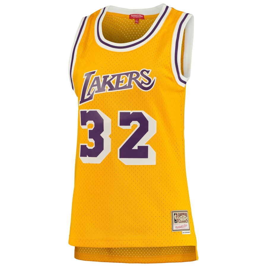 Alternative view of Magic Johnson Los Angeles Lakers Mitchell & Ness Women's 1984-85 Hardwood Classics Swingman Jersey - Gold