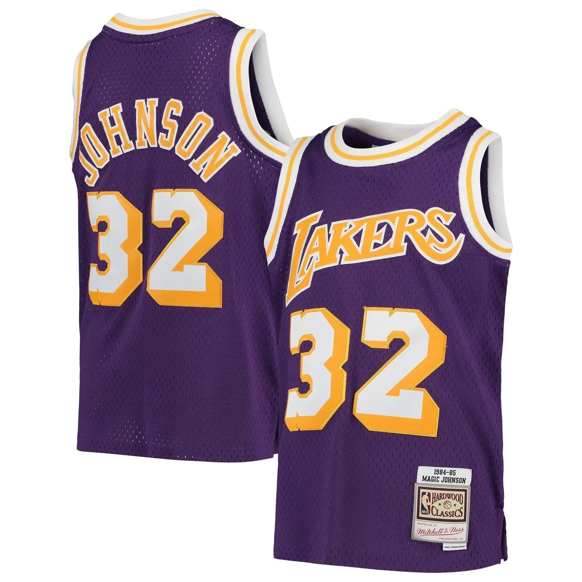 Magic Johnson Los Angeles Lakers Mitchell & Ness Youth 1984-85 Hardwood Classics Swingman Throwback Jersey - Purple - JS332 