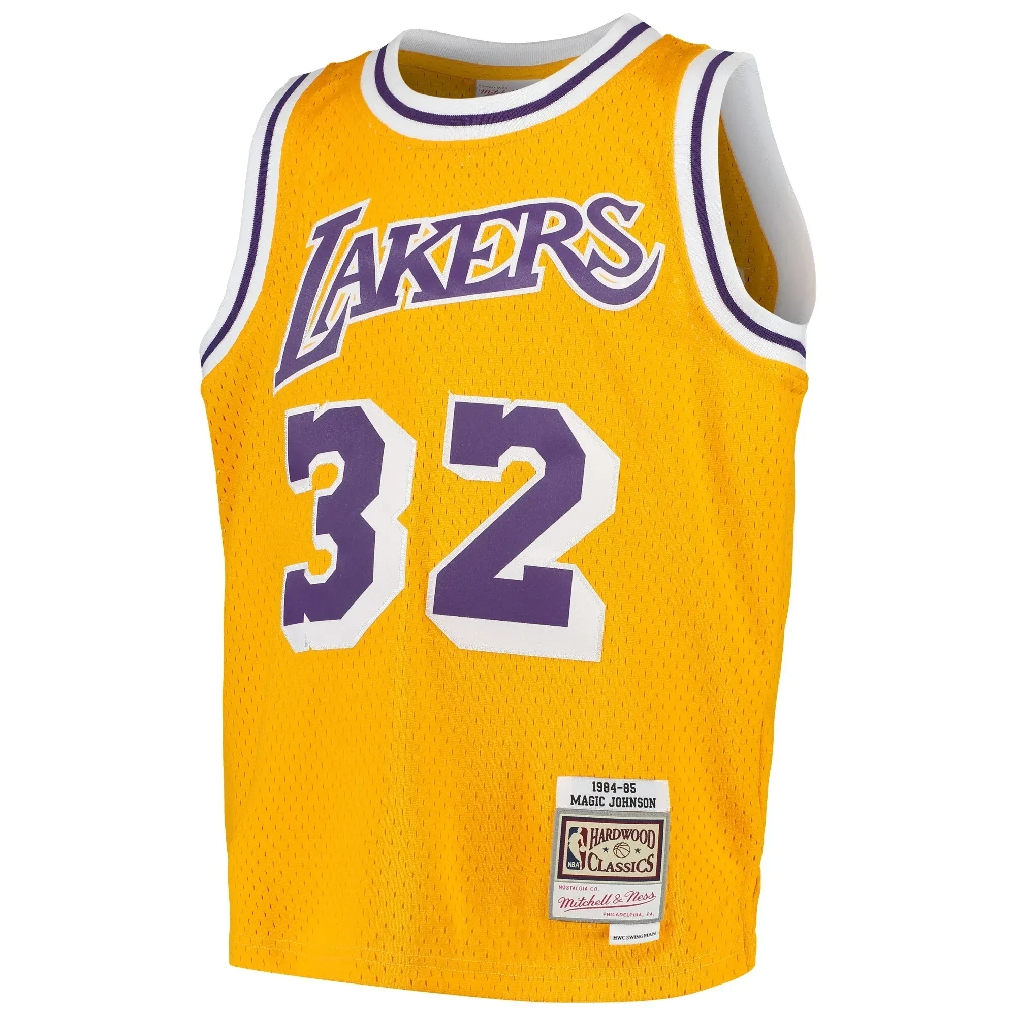 Alternative view of Magic Johnson Los Angeles Lakers Mitchell & Ness Youth Swingman Throwback Jersey - Gold - JS296 