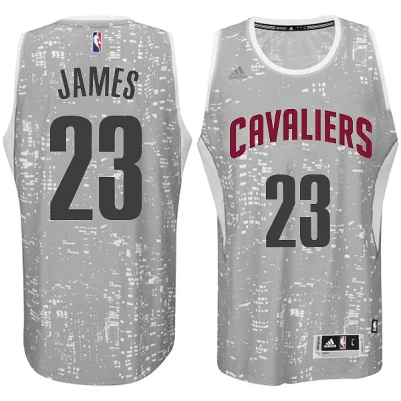 Male Cleveland Cavaliers 23 Lebron James City Lights Gray Swingman Jersey - JS696