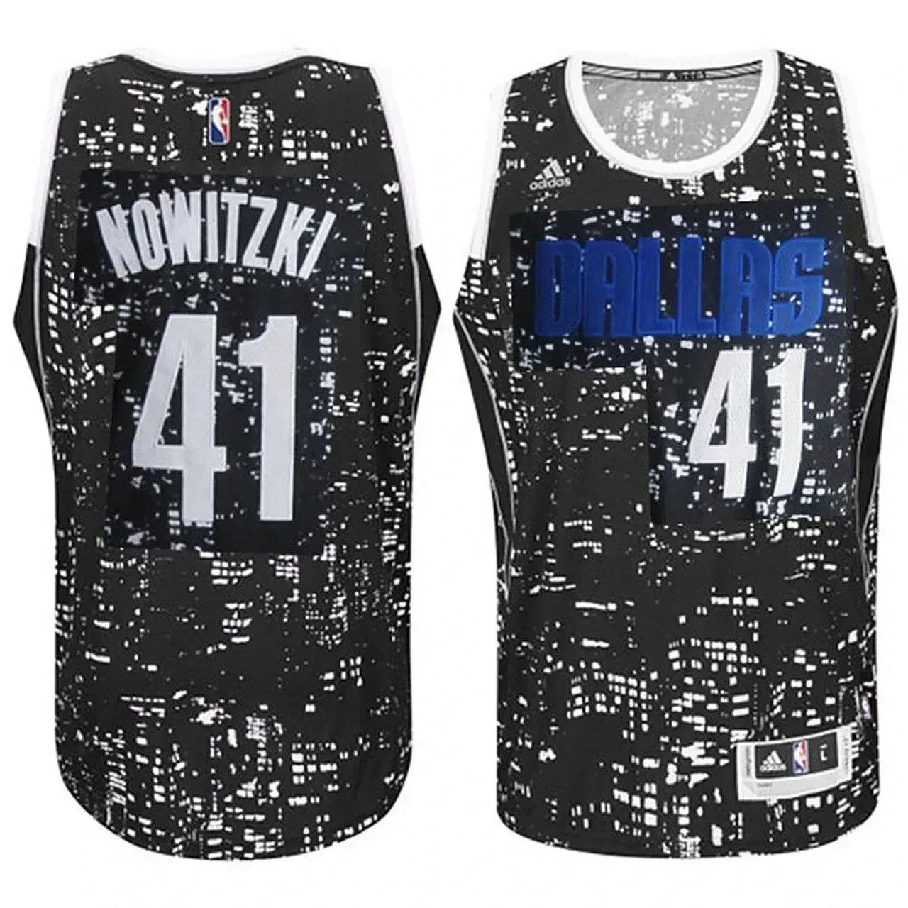 Male Dallas Mavericks 41 Dirk Nowitzki City Lights Black Swingman Jersey - JS133 
