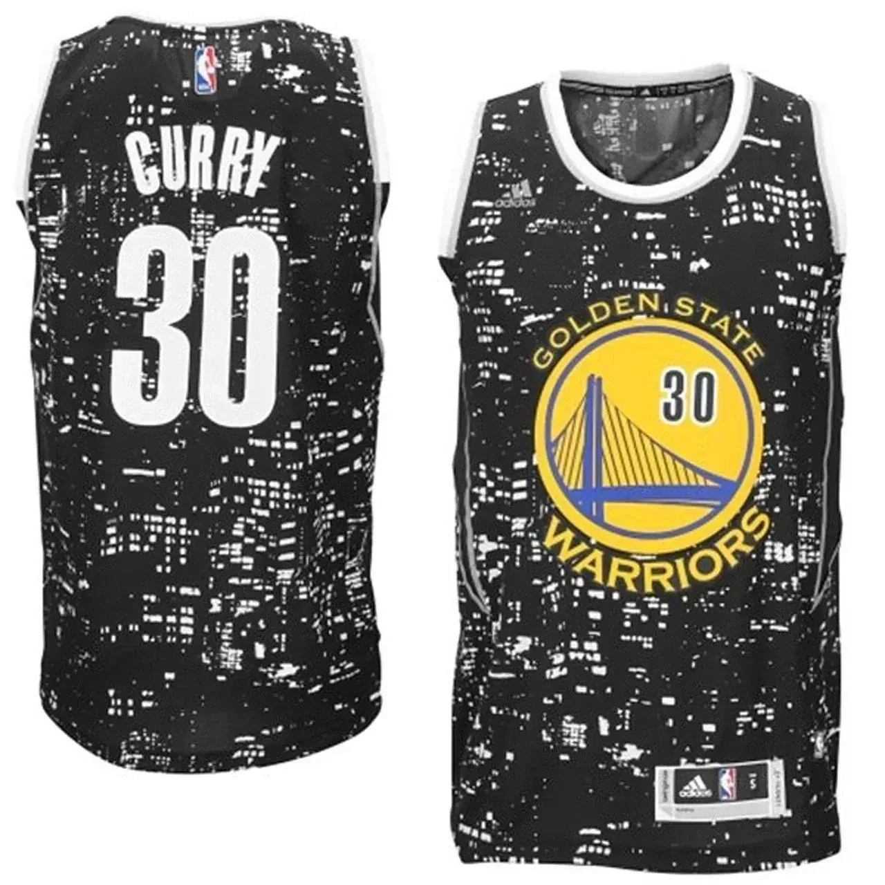 Male Golden State Warriors 30 Stephen Curry Black City Lights Fashion Swingman Jersey - JS524 
